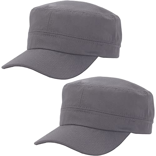 2 Pcs Grau Unisex Military Stil Army Cap - Verstellbare Baseball Flat Top Sommer Sonnen Kappe für Herren Damen von Malaxlx