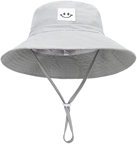 Malaxlx Baby Sonnenhut Lächeln Gesicht Grau Fischerhut Bucket Hat Strandhut UV Schutz Draussenhut Anglerhut Sommerhut für 0-6 Monate Mädchen Jungen von Malaxlx