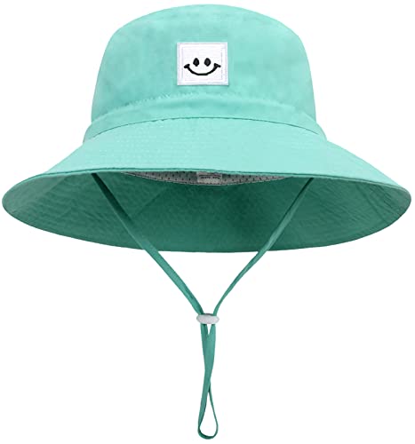 Malaxlx Baby Sonnenhut Lächeln Gesicht Grün Fischerhut Bucket Hat Strandhut UV Schutz Draussenhut Anglerhut Sommerhut für 0-6 Monate Mädchen Jungen von Malaxlx