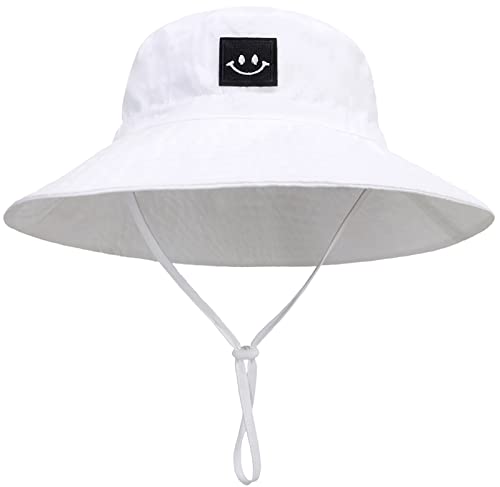 Malaxlx Baby Sonnenhut Lächeln Gesicht Weiß Fischerhut Bucket Hat Strandhut UV Schutz Draussenhut Anglerhut Sommerhut für 0-6 Monate Mädchen Jungen von Malaxlx