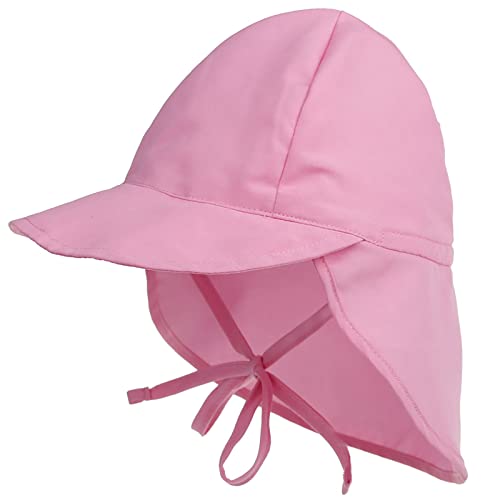 Malaxlx Baby Sonnenhut Rosa Sommermütze Kleinkind Schirmmütze mit Nackenschutz und Bindebändern Mütze Flapper UV Schutz Strand Hut für 3-18 Monate Mädchen Jungen von Malaxlx