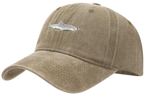Malaxlx Baseball Cap Herren Damen Kappe Baseballkappe Verstellbar Draußen Sonnenmütze Sports Baseball Mützen Fitted Trucker Cap Hai Khaki von Malaxlx