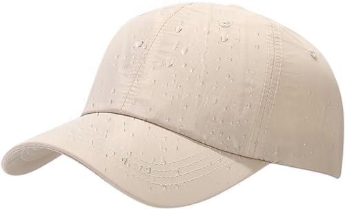 Malaxlx Beige Wasserdicht Baseball Cap Damen Herren Kappe Verstellbar Baseballkappe Draußen Sun Mützen Visoren Athletic Schnell Trocknend Regenmütze von Malaxlx