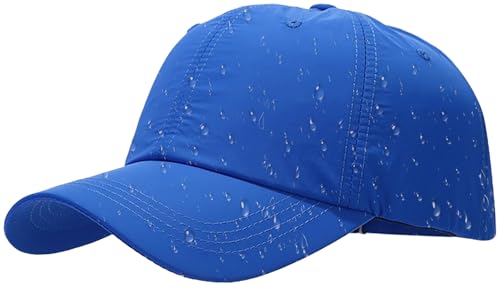 Malaxlx Blau Wasserdicht Baseball Cap Damen Herren Kappe Verstellbar Baseballkappe Draußen Sun Mützen Visoren Athletic Schnell Trocknend Regenmütze von Malaxlx