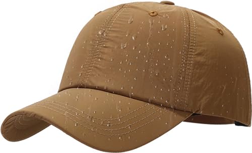 Malaxlx Braun Wasserdicht Baseball Cap Damen Herren Kappe Verstellbar Baseballkappe Draußen Sun Mützen Visoren Athletic Schnell Trocknend Regenmütze von Malaxlx