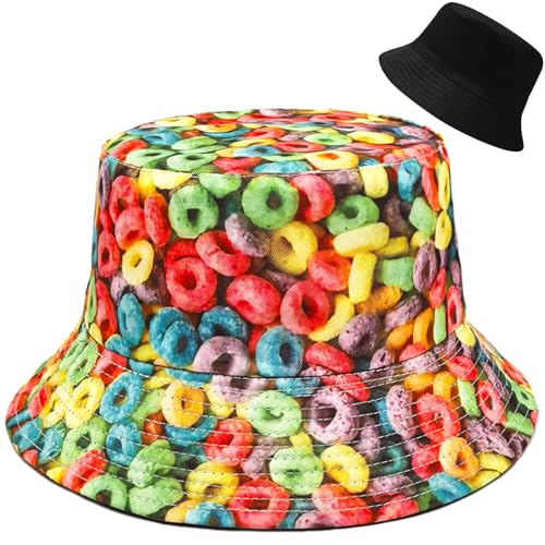 Malaxlx Damen Fischerhut Bucket Hat Sonnenhut Fischerhüte Anglerhut Sommerhut Faltbarer Strandhut Draussenhut Donut von Malaxlx