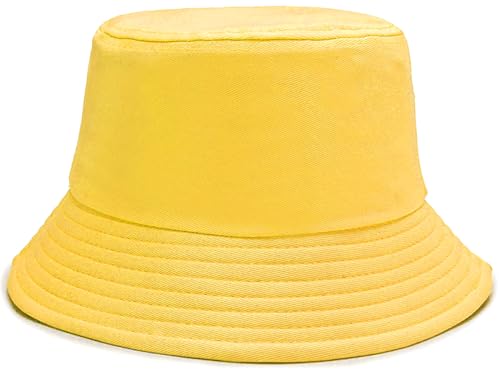 Malaxlx Damen Fischerhut Bucket Hat Sonnenhut Fischerhüte Anglerhut Sommerhut Faltbarer Strandhut Draussenhut Gelb von Malaxlx