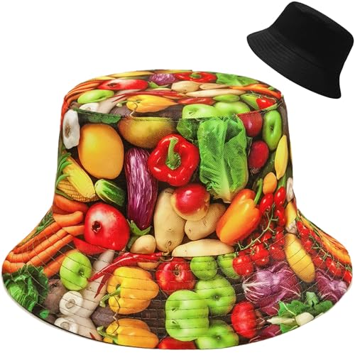 Malaxlx Damen Fischerhut Bucket Hat Sonnenhut Fischerhüte Anglerhut Sommerhut Faltbarer Strandhut Draussenhut Gemüse von Malaxlx