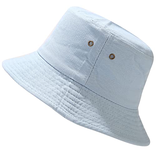Malaxlx Damen Hellblau Fischerhut Bucket Hat Anglerhut Fischerhüte Sonnenhut Sommerhut Faltbarer Draussenhut von Malaxlx