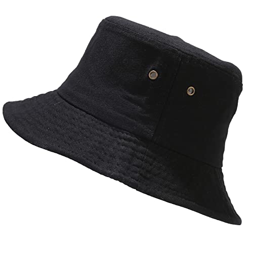 Malaxlx Damen Schwarz Fischerhut Bucket Hat Anglerhut Fischerhüte Sonnenhut Sommerhut Faltbarer Draussenhut von Malaxlx