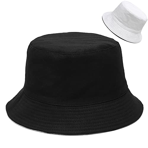 Malaxlx Damen Schwarz Weiß Fischerhut Bucket Hat Anglerhut Reversibel Fischerhüte Sonnenhut Sommerhut Faltbarer Draussenhut von Malaxlx