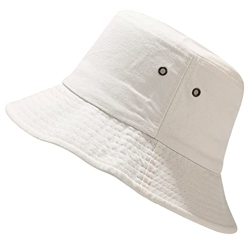 Malaxlx Damen Weiß Fischerhut Bucket Hat Anglerhut Fischerhüte Sonnenhut Sommerhut Faltbarer Draussenhut von Malaxlx