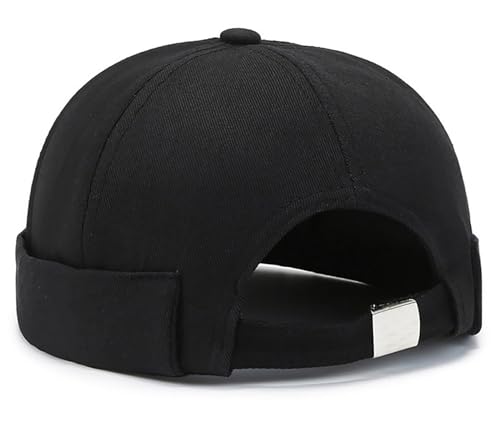Malaxlx Herren Schwarz Docker Cap Seemannsmütze Docker Mütze Hafenmütze Seemannskappe Brimless Cap Herrenmütze Verstellbar von Malaxlx