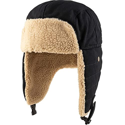 Malaxlx Herren Wintermütze Schwarz Plüsch Fliegermütze Warme Fellmütze Pelzmütze Trappermütze Ohrenklappe Mütze Winddicht Kunstfellmütze Russische Kosaken Mütze Skimütze von Malaxlx