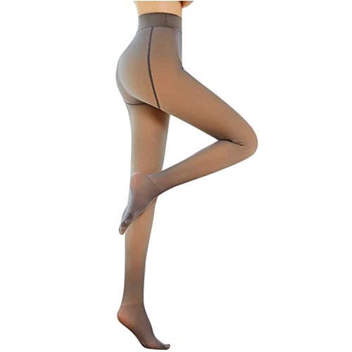 Malaxlx Kaffee Thermo Strumpfhosen für Damen Winter Fleece Gefütterte Strumpfhose Gefälschte Durchscheinend Dicke Pantyhose Warmer Leggings von Malaxlx