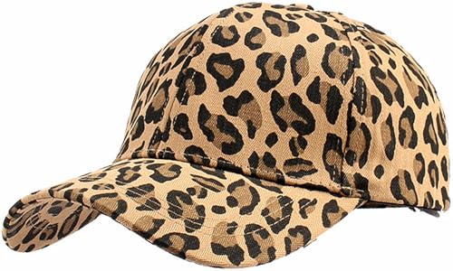 Malaxlx Khaki Leopard Baseball Cap Damen Herren Kappe Verstellbar Baseballkappe Draußen Sun Mützen Visoren Athletic Baseball Fitted Cap Trucker Cap von Malaxlx