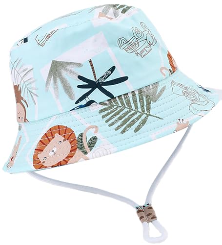 Malaxlx Kinder Sonnenhut AFFE Grün Fischerhut UV Schutz Sommerhut Strandhut Bucket Hat Eimer Hut für 4-8 Jahre Mädchen Jungen von Malaxlx