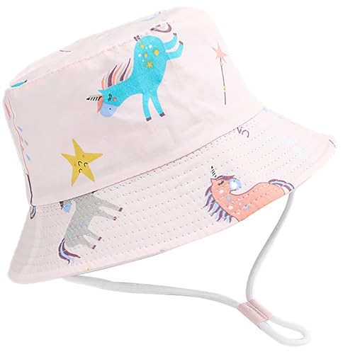 Malaxlx Kinder Sonnenhut Einhorn Rosa Fischerhut UV Schutz Sommerhut Strandhut Bucket Hat Eimer Hut für 4-8 Jahre Mädchen Jungen von Malaxlx