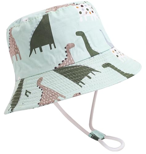 Malaxlx Kinder Sonnenhut Fischerhut Dinosaurier Hellgrün Sommerhut Strandhut UV Schutz Bucket Hat Eimer Hut für 4-8 Jahre Mädchen Jungen von Malaxlx