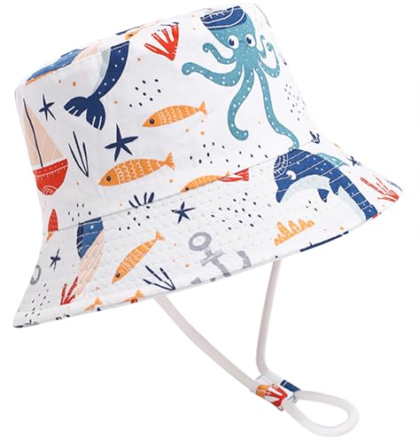 Malaxlx Kinder Sonnenhut Fischerhut Ozean Abenteuer Sommerhut Strandhut UV Schutz Bucket Hat Eimer Hut für 4-8 Jahre Mädchen Jungen von Malaxlx