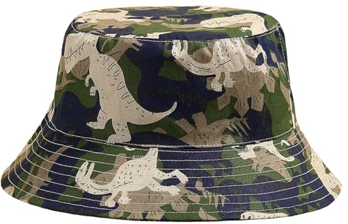 Malaxlx Kleinkind Sonnenhut Fischerhut Baby Camouflage Dinosaurier Sommerhut Strandhut UV Schutz Bucket Hat Eimer Hut für 1-2 Jahre Mädchen Jungen von Malaxlx