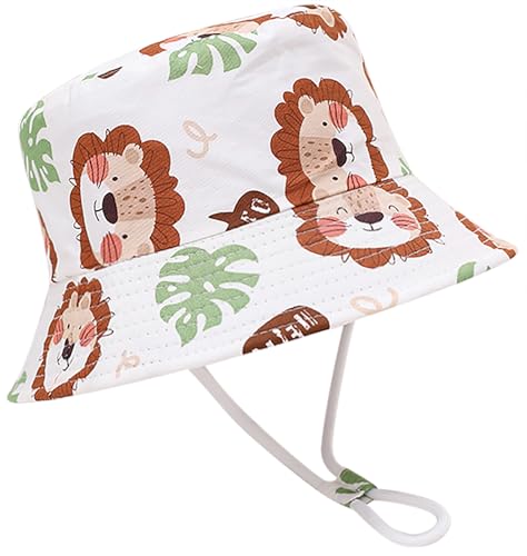 Malaxlx Kleinkind Sonnenhut Fischerhut Kinder Brauner Löwe Sommerhut Strandhut UV Schutz Bucket Hat Eimer Hut für 2-4 Jahre Mädchen Jungen von Malaxlx