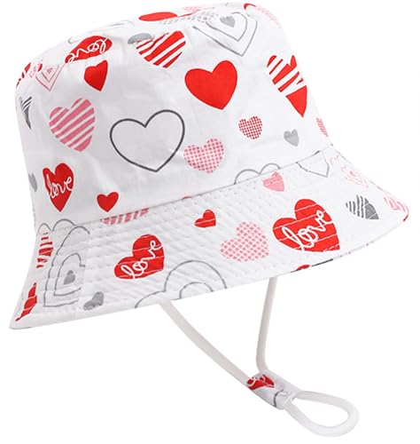 Malaxlx Kleinkind Sonnenhut Fischerhut Kinder Herz Muster Sommerhut Strandhut UV Schutz Bucket Hat Eimer Hut für 2-4 Jahre Mädchen Jungen von Malaxlx