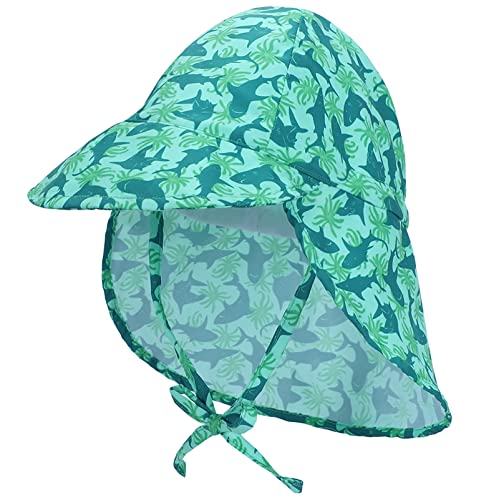 Malaxlx Kleinkind Sonnenhut Hai Grün Sommermütze Kinder Schirmmütze mit Nackenschutz und Bindebändern Mütze Flapper UV Schutz Strand Hut für 2-5 Jahre Mädchen Jungen von Malaxlx