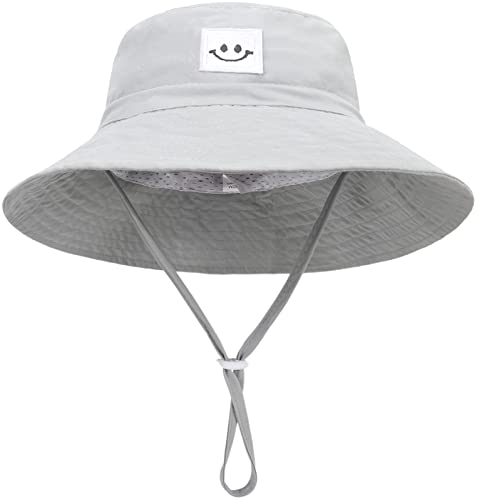 Malaxlx Kleinkind Sonnenhut Lächeln Gesicht Grau Fischerhut Kinder Bucket Hat Strandhut UV Schutz Draussenhut Anglerhut Sommerhut für 2-6 Jahre Mädchen Jungen von Malaxlx