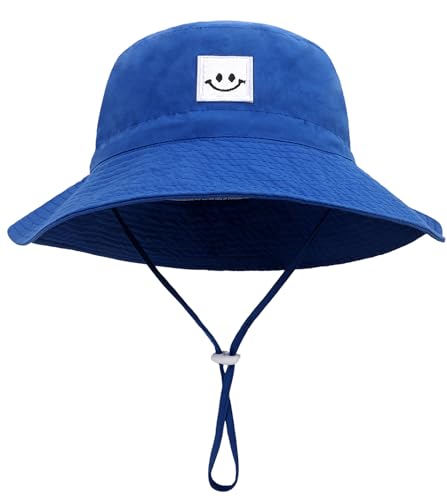 Malaxlx Kleinkind Sonnenhut Lächeln Gesicht Königsblau Fischerhut Kinder Bucket Hat Strandhut UV Schutz Draussenhut Anglerhut Sommerhut für 2-6 Jahre Mädchen Jungen von Malaxlx