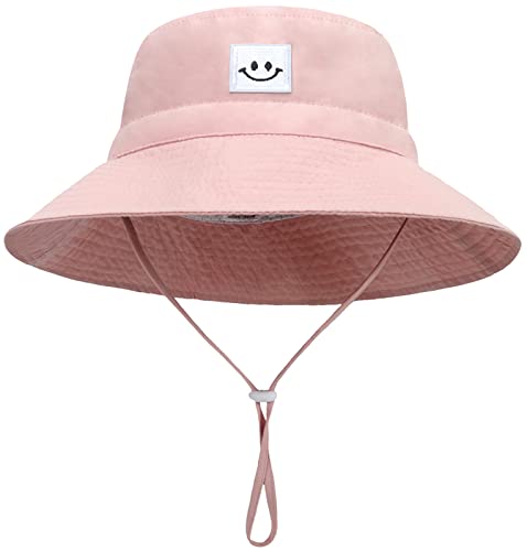 Malaxlx Kleinkind Sonnenhut Lächeln Gesicht Rosa Fischerhut Kinder Bucket Hat Strandhut UV Schutz Draussenhut Anglerhut Sommerhut für 2-6 Jahre Mädchen Jungen von Malaxlx