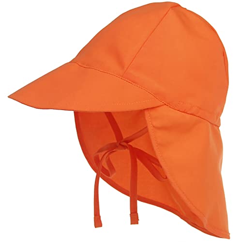 Malaxlx Kleinkind Sonnenhut Orange Sommermütze Kinder Schirmmütze mit Nackenschutz und Bindebändern Mütze Flapper UV Schutz Strand Hut für 2-5 Jahre Mädchen Jungen von Malaxlx