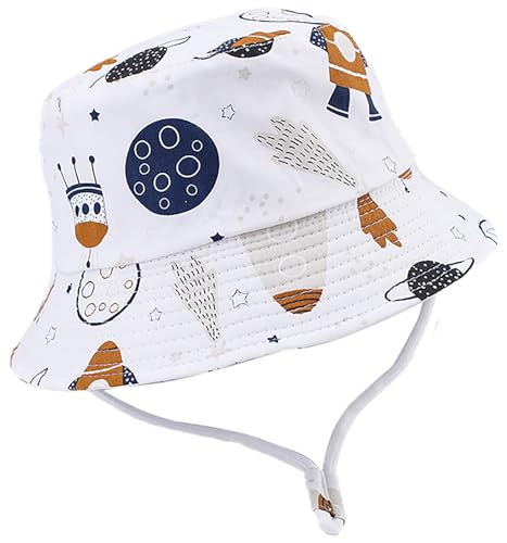 Malaxlx Kleinkind Sonnenhut Weltraum Planet Raketen Fischerhut Kinder UV Schutz Sommerhut Strandhut Bucket Hat Eimer Hut für 2-4 Jahre Mädchen Jungen von Malaxlx