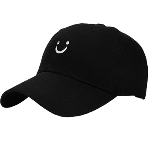 Malaxlx Lächeln Gesicht Schwarz Baseball Cap Damen Herren Kappe Verstellbar Baseballkappe Draußen Sun Mützen Visoren Athletic Baseball Fitted Cap Trucker Cap von Malaxlx