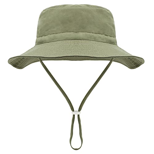 Malaxlx Unisex Baby Armeegrün Sonnenhut Fischerhut Kleinkind Sommerhut Breiter Krempe Strandhut für 6-24 Monate Mädchen Jungen von Malaxlx