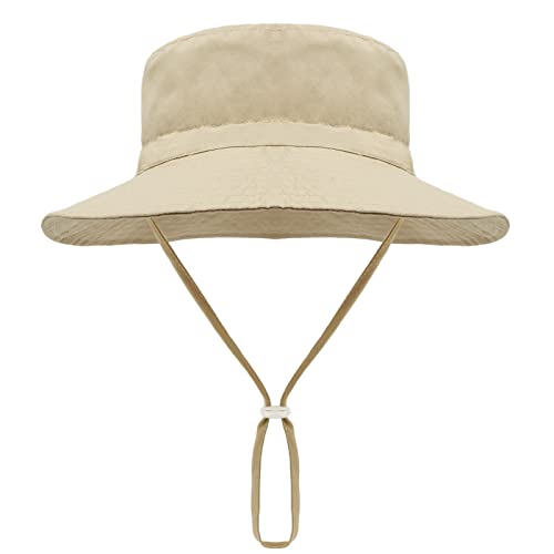 Malaxlx Unisex Baby Khaki Sonnenhut Fischerhut Kleinkind Sommerhut Breiter Krempe Strandhut für 6-24 Monate Mädchen Jungen von Malaxlx