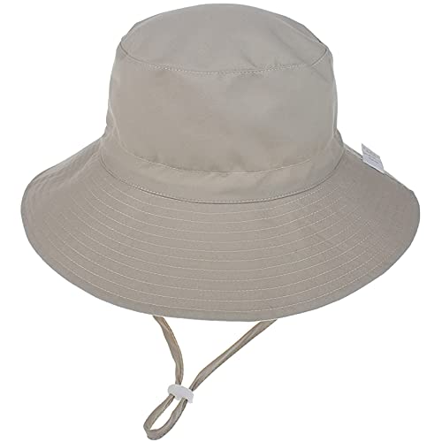 Malaxlx Unisex Baby Sonnenhut Beige Fischerhut Kleinkind Sommerhut Breiter Krempe Strandhut für 6-24 Monate Mädchen Jungen von Malaxlx