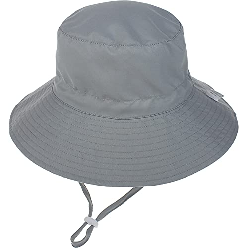 Malaxlx Unisex Baby Sonnenhut Grau Fischerhut Kleinkind Sommerhut Breiter Krempe Strandhut für 6-24 Monate Mädchen Jungen von Malaxlx