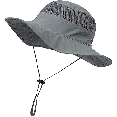 Malaxlx Unisex Baby Sonnenhut Grau Fischerhut Kleinkind Sommerhut Breiter Krempe UV Schutz Strandhut Draussenhut für 12-24 Monate Mädchen Jungen von Malaxlx