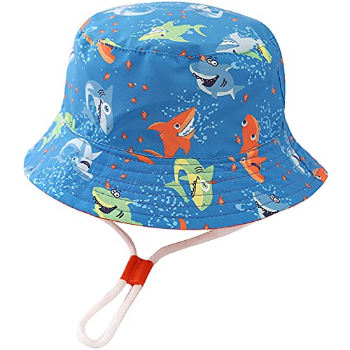 Malaxlx Unisex Baby Sonnenhut Hai Blau Fischerhut Säugling Sommerhut für 6-12 Monate Mädchen Jungen von Malaxlx