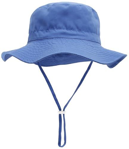 Malaxlx Unisex Baby Sonnenhut Königsblau Fischerhut Säugling Sommerhut Breiter Krempe Strandhut für 0-6 Monate Mädchen Jungen von Malaxlx