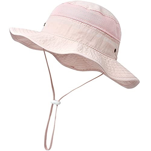 Malaxlx Unisex Baby Sonnenhut Rosa Fischerhut Kleinkind Sommerhut Breiter Krempe UV Schutz Strandhut Draussenhut für 12-24 Monate Mädchen Jungen von Malaxlx