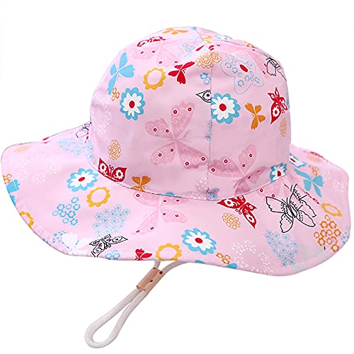 Malaxlx Unisex Baby Sonnenhut Schmetterling Rosa Fischerhut Säugling Sommerhut für 6-12 Monate Mädchen Jungen von Malaxlx