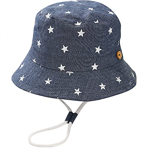 Malaxlx Unisex Baby Sonnenhut Sterne Denim Grau Fischerhut Säugling Sommerhut für 6-12 Monate Mädchen Jungen von Malaxlx