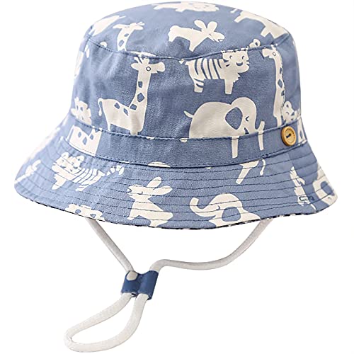 Malaxlx Unisex Baby Sonnenhut Tiere Hellblau Fischerhut Säugling Sommerhut für 6-12 Monate Mädchen Jungen von Malaxlx