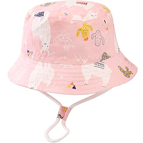 Malaxlx Unisex Kinder Sonnenhut Alpaka Rosa Fischerhut Sommerhut für 4-8 Jahre Mädchen Jungen von Malaxlx