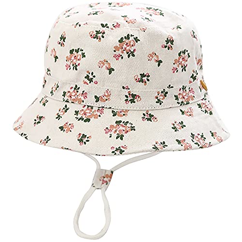 Malaxlx Unisex Kinder Sonnenhut Blumen Weiß Fischerhut Sommerhut für 4-8 Jahre Mädchen Jungen von Malaxlx