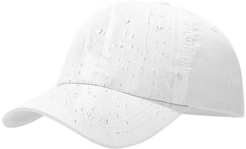 Malaxlx Weiß Wasserdicht Baseball Cap Damen Herren Kappe Verstellbar Baseballkappe Draußen Sun Mützen Visoren Athletic Schnell Trocknend Regenmütze von Malaxlx