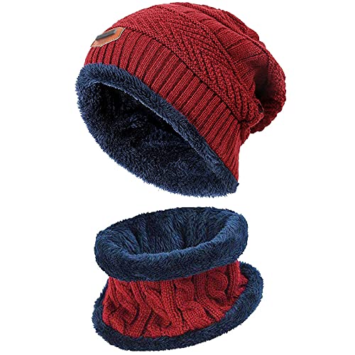 Malaxlx Wintermütze Strickmütze Winter Beanie Mütze und Warme Schal Set mit Fleecefutter für Damen und Herren von Malaxlx