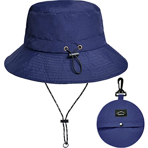 Marineblau Fischerhut Sonnenhut für Damen Herren wasserdichte Bucket Hat Anglerhut Regenhut Sommerhut UV Schutz Strandhut Verstellbare Safari Boonie Hut von Malaxlx